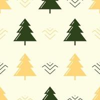 Pine trees ornament repeat pattern design. Hand-drawn background. Scandinavian pattern for wrapping paper or fabric. vector