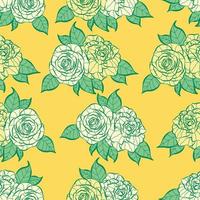 Modern tropical rose flowers seamless pattern design. Seamless pattern with spring flowers and leaves. Hand drawn background. floral pattern for wallpaper or fabric. Botanic Tile. vector