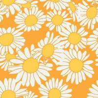 Modern chamomile flowers seamless pattern design. Seamless pattern with spring flowers and leaves. Hand drawn background. floral pattern for wallpaper or fabric. Botanic Tile. vector