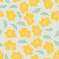 Modern tropical flowers seamless pattern design. Seamless pattern with spring flowers and leaves. Hand drawn background. floral pattern for wallpaper or fabric. Botanic Tile. vector