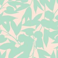 Modern summer tropical leaves seamless pattern design. Vector hand-drawn leaves seamless pattern. Abstract trendy floral background. Pattern for wrapping paper or fabric.