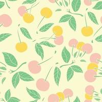 Cherry seamless pattern design. Beautifull tropical berries seamless pattern design. Tropical fruites and leaves seamless pattern background. vector