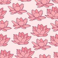 Water Lily repeat pattern design. Hand-drawn background. Botanical pattern for wrapping paper or fabric. vector