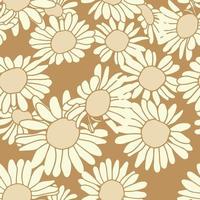 Modern chamomile flowers seamless pattern design. Seamless pattern with spring flowers and leaves. Hand drawn background. floral pattern for wallpaper or fabric. Botanic Tile. vector