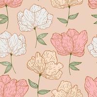 Seamless pattern with spring flowers and leaves. Hand drawn background. floral pattern for wallpaper or fabric. Botanic Tile. vector