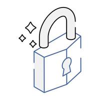 Creatively designed isometric icon of lock trick vector