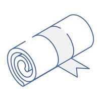 Premium outline isometric icon of roll paper vector