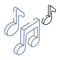 A well-designed isometric icon of music notes vector