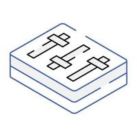 An outline isometric icon of equalizer vector