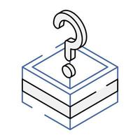 An outline isometric icon of mystery box vector