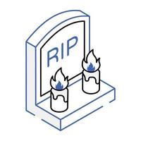 An outline isometric icon of RIP vector