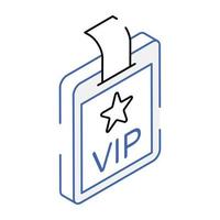 A well-designed isometric icon of VIP card vector