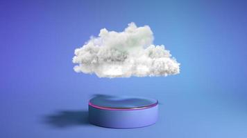 Blue podium with cloud on blue background. Product display stand. Insert your product. Father's Day. 3d rendering. photo