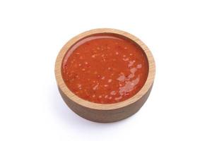 Sukiyaki sauce in a wooden cup on a white background. photo