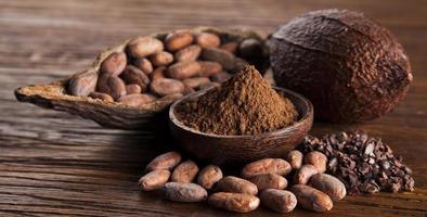Aromatic cocoa, powder and food dessert background photo