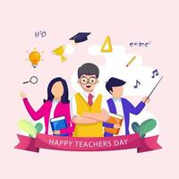 Happy Teacher's Day with A group of teachers from various fields gathers in teacher's day. Flat vector