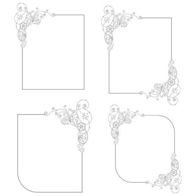 Calligraphic frame set. Borders corners ornate frames. Vector