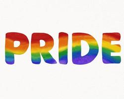 LGBT  Pride month watercolor texture concept. Rainbow Pride text. photo