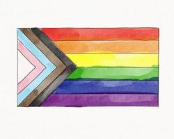 concepto de textura de acuarela del mes del orgullo lgbt. aislado de estilo de pincel de bandera de arco iris sobre fondo blanco. foto