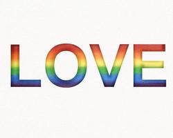 LGBT  Pride month watercolor texture concept. Rainbow love text. photo