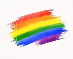 concepto de textura de acuarela del mes del orgullo lgbt. estilo de pincel de arco iris aislado sobre fondo blanco. foto
