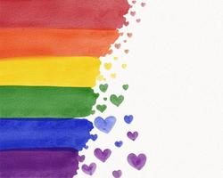 LGBT  Pride month watercolor texture concept. Rainbow flag brush style isolate on white background. photo