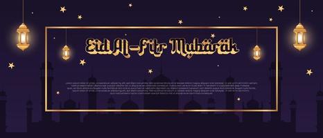 Eid al fitr Mubarak background design for greeting card, banner, event, or poster. Islamic background. Vector illustration