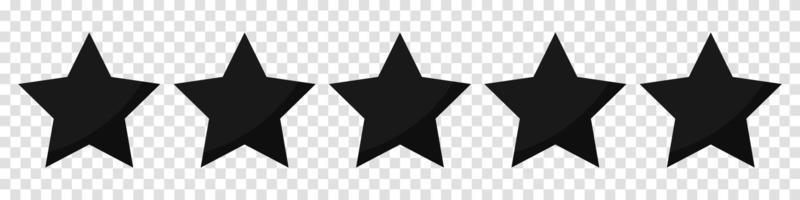 iconos de calificación de calidad de cinco estrellas. icono de 5 estrellas. signo de cinco estrellas. símbolo de clasificación. ilustración vectorial vector