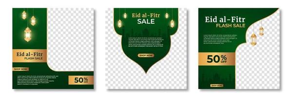 Eid al fitr post template. Social media post template. Eid al fitr sales banner template. Vector illustration