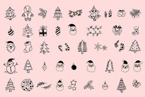 Set Mega Collection Bundle Christmas Line Art Doodle Clipart Cartoon Element design illustration outline elements vector