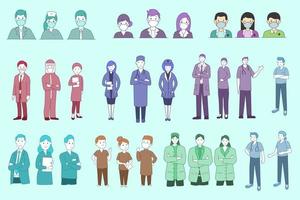 establecer mega colección de médico enfermera hospital paciente farmacia equipo de emergencia ilustración