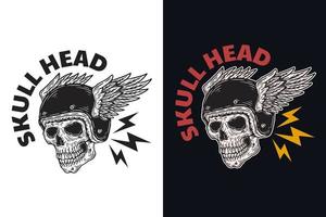 conjunto cráneo jinete casco oscuro ilustración cráneo huesos cabeza dibujado a mano eclosión contorno símbolo tatuaje mercancías camisetas merchandising vintage