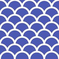 Navy blue and white seamless japanese traditional pattern. Mermaid and fish scales. vector