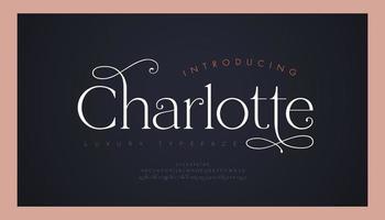 Elegant wedding alphabet letters font and number. Typography uxury classic lettering serif fonts decorative vintage retro concept. vector illustration