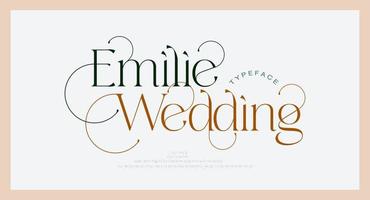 Elegant wedding logo alphabet letters font and number. Typography luxury classic lettering serif fonts decorative logos vintage retro concept. vector illustration