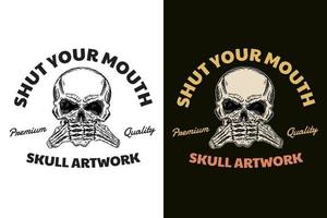 Set Dark illustration Beast Skull Bones Head Hand drawn Hatching Outline Symbol Tattoo Merchandise T-shirt Merch vintage vector
