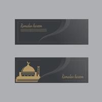 Ramadan Kareem and eid banners in gradient black colors vector