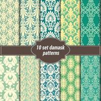 set of vector elegant damask patterns. Vintage royal patterns with a label.