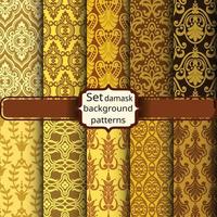set of vector elegant damask patterns. Vintage royal patterns with a label.