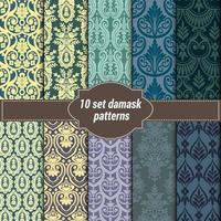 set of vector elegant damask patterns. Vintage royal patterns with a label.