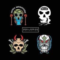 Skull set design vector and illustration for tshirt design and tatoo