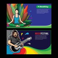 Banner template for healthy and music vector design