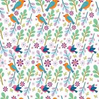 Bird and flower or nature seamless pattern design vector