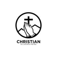 diseño de logotipo o icono cruzado para la comunidad cristiana vector