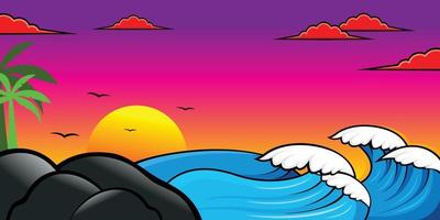 Vector design and illustration of waves and beach atmosphere