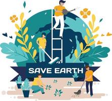 Save earth flat design vector and illustration