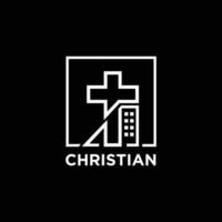 diseño de logotipo o icono cruzado para la comunidad cristiana vector