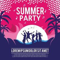 vector de diseño plano de cartel de fiesta de verano