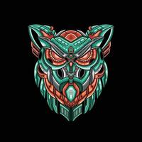 Owl robot style vector design and illustration