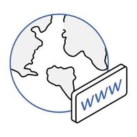 Website domain, isometric icon of www vector